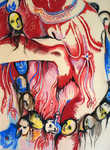 Vajrayogini, pastel on paper with hair, 22"x 30", 2005.