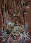 Bird in the Lotus, pastel on paper, 19"x 29", 2005.