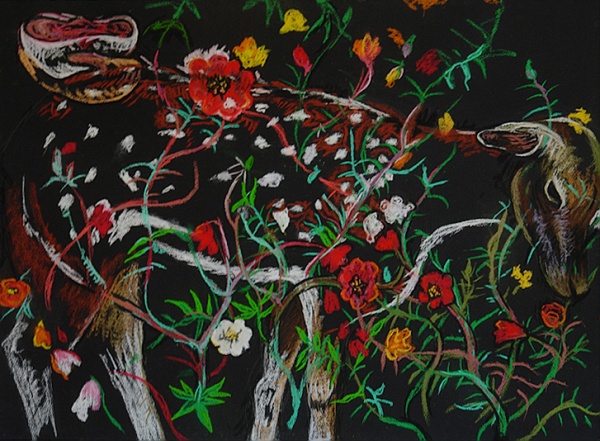 Three Worlds, pastel on paper, 30"x 22", 2004.