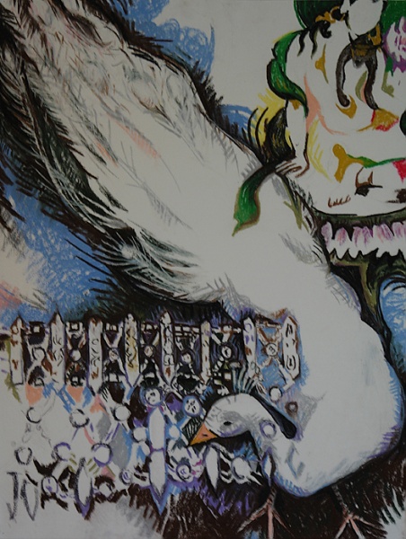 White Peacock, pastel on paper, 22"x 30", 2004.