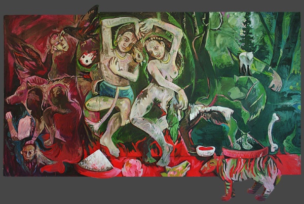 Dance, oil on wood, 63�x 100�x 3�, 2004.