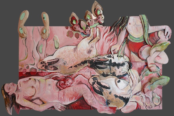 Rebirth, oil on wood, 55�x 83�x 4�, 2005.