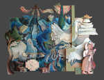 Heavenly Stupa, oil on wood, 48�x 60�x 4.5�, 2005.
